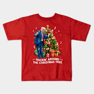 Funny Trump Dance Rockin Around the Christmas Tree Kids T-Shirt